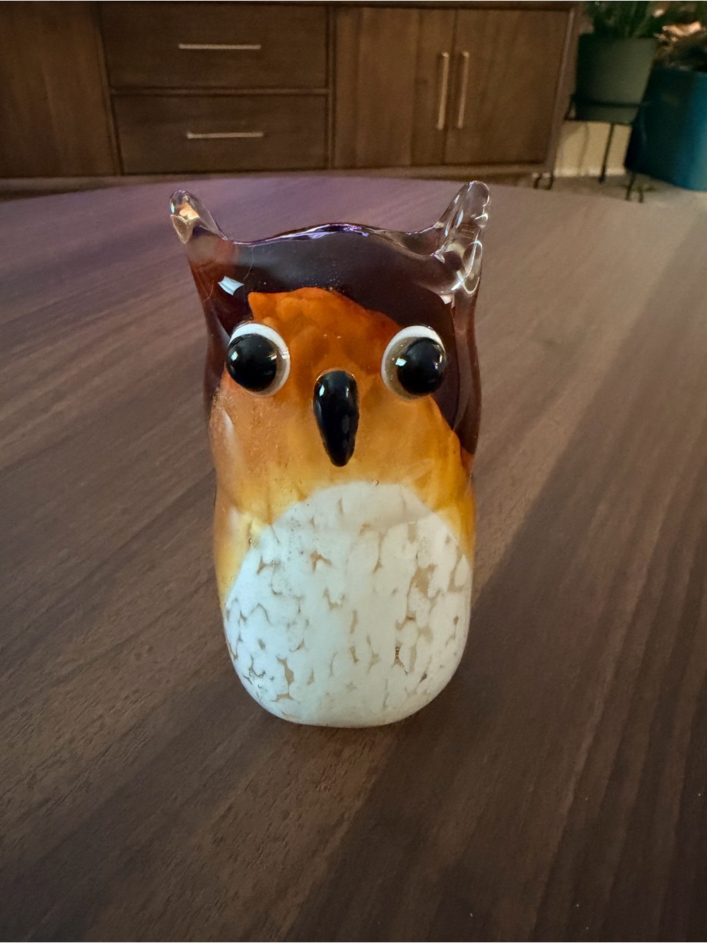 Glass merano owl paperweight